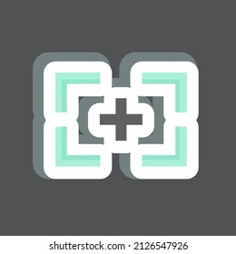 Focus Sticker in trendy isolated on black background