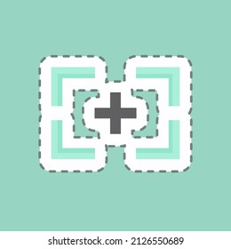 Focus I Sticker in trendy line cut isolated on blue background