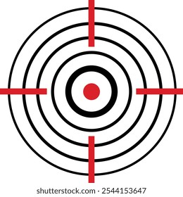 Focaliza o ícone de destino e meta. Objetivos de negócios e missões. Símbolo de ambição e oportunidade, vetor de foco de vendas. Arma de mira Crosshairs Bullseye. alvo de fuzil de precisão e pictograma de design de mira de marketing.