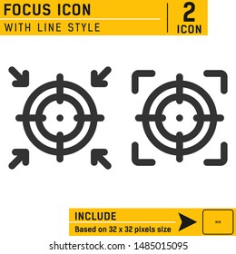 focus, target, arrow icon. Center, competitive, excellence, environment icon for websites, web design, mobile app and other. Vector icon on isolated on white background. Editable size