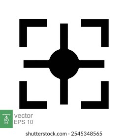 Icono de objetivo de enfoque. Lente de la cámara del foco, pantalla cuadrada del tiro del marco con el símbolo de la cruz, concepto de la foto. Estilo de contorno simple. Diseño de Ilustración vectorial de línea aislado sobre fondo blanco. EPS 10.