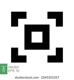 Focus target icon. Focus camera lens, square frame shot screen with cross symbol, photo concept. Simple outline style. Line vector illustration design isolated on white background. EPS 10.