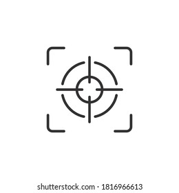 Focus target icon, line style. Willl be centralized and targets are always in the right areas. Vector illustration. Design on white background. EPS 10