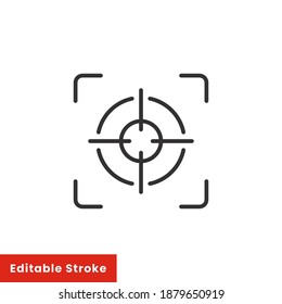 Focus target icon, line style. Willl be centralized and targets are always in the right areas. Vector illustration. Design on white background. Editable stroke EPS 10