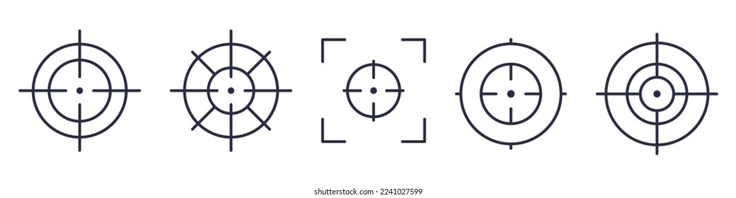 Focus target icon set. Aim sniper shoot vector illustration