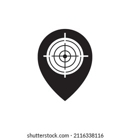 focus target with pin map location logo design, vector graphic symbol icon sign illustration