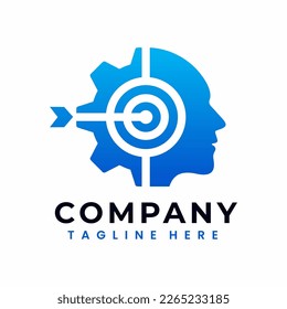 Focus Target Thinking Human Gear Brain Logo Design