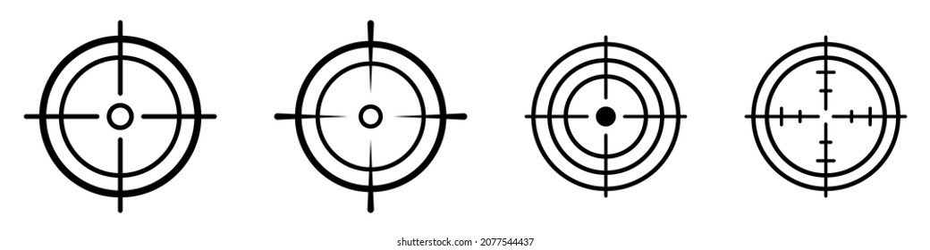 Focus Target Vector Isolated Icons On White Background. Target Goal Icon Target Focus Arrow Marketing Aim.