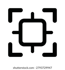 Focus targeting frame icon for camera and digital interface with autofocus