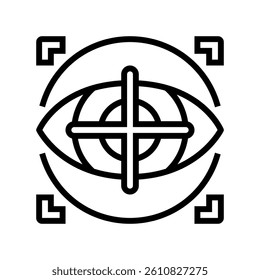 focus test optometry vision eye line icon vector. focus test optometry vision eye sign. isolated contour symbol black illustration