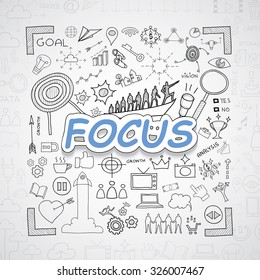 Focus text, With creative drawing charts and graphs business success strategy plan idea, Inspiration concept modern design template workflow layout, diagram, step up options.