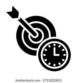 Ilustración vectorial de estilo de glifo de icono de tiempo de enfoque