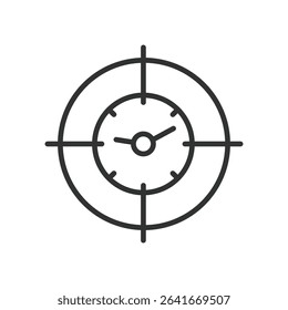 Focus time, icon in line design. Focus time, concentration, productivity, deep work, time block, attention, mindfulness on white background vector. Focus time, editable stroke icon