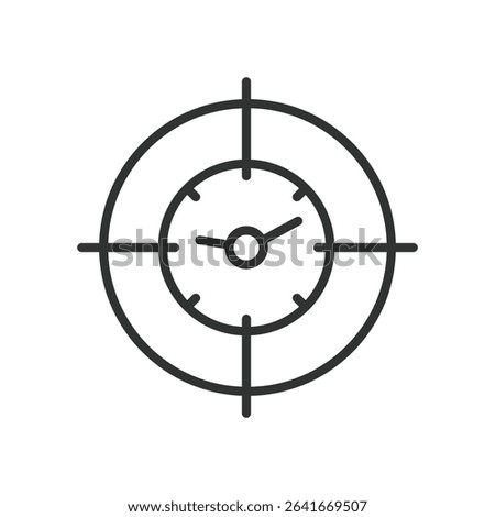 Focus time, icon in line design. Focus time, concentration, productivity, deep work, time block, attention, mindfulness on white background vector. Focus time, editable stroke icon