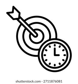 Ilustración vectorial de estilo de línea de icono de tiempo de enfoque