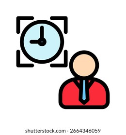 Fokuszeitsymbol Mini-Illustrationssymbol. Für moderne Konzeption, Print, UI, UX-Kit, Web- und App-Entwicklung. Vektorgrafik mit Bezug zu Büro, Bildung, Prüfung und mehr
