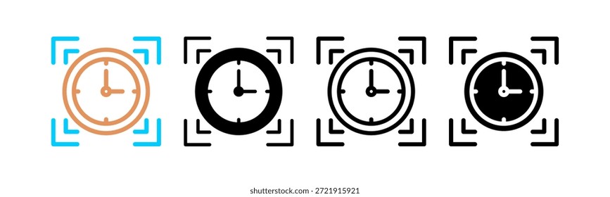 Tiempo de enfoque Ilustración de conjunto de iconos de estilo múltiple