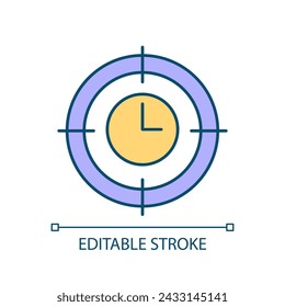 Focus time RGB color icon. Working hours planning. Time management. Countdown. Deadline priority. Concentration. Isolated vector illustration. Simple filled line drawing. Editable stroke