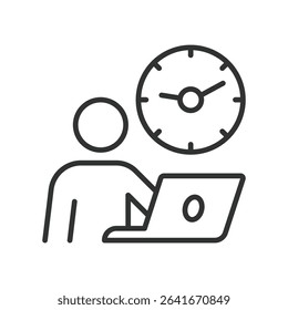 Focus timer, icon in line design. Focus timer, pomodoro, time tracking, countdown, productivity, work session, interval timer on white background vector. Focus timer, editable stroke icon