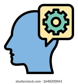 Ilustração de estilo de linha plana do ícone de treinamento de foco que representa concentração e clareza mental, adequado para projetos de produtividade, treinamento e desenvolvimento pessoal
