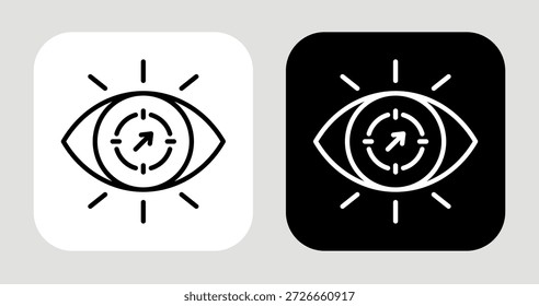 Icono de la tendencia del foco en estilo blanco y negro de la línea