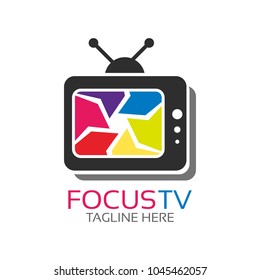Focus TV Logo Icon Template Design. Vector Illustration