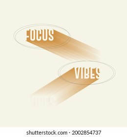 Focus vibes Vector illustration with typography wave lettering. Set of graphics for card, prints and posters. Typography design