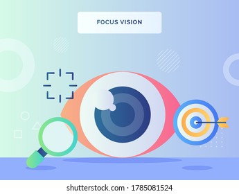 Focus Vision Concept Retina Eye Nearby Lupe Arrow Shot On Target With Flat Style