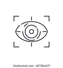 Icono de visión de enfoque, ilustración lineal aislada, vector de línea delgada, signo de diseño web, símbolo de concepto de contorno con trazo editable sobre fondo blanco.