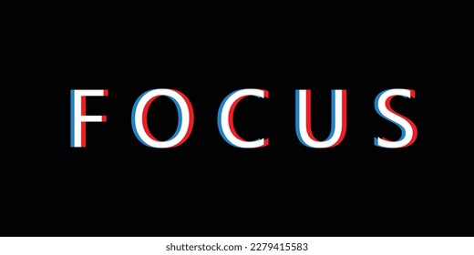 Fokussieren Sie vr Text-Grafik-Design mit schwarzem Hintergrund 