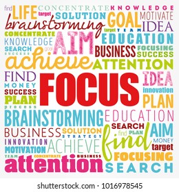 FOCUS word cloud collage, business concept background