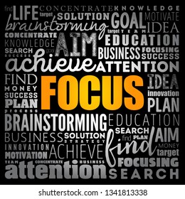 FOCUS word cloud collage, business concept background