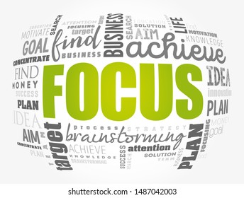 FOCUS word cloud collage, business concept background