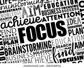 FOCUS Word Cloud Collage, Business Concept Background