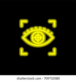 Focus yellow glowing neon ui ux icon. Glowing sign logo vector