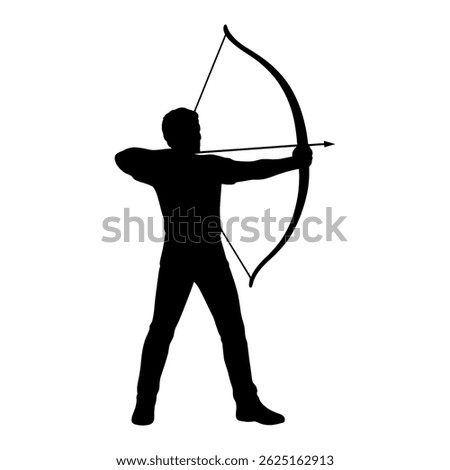 Focused Archer in Action. vector: Ideal for use as a tattoo, icon, web graphic design, and infographic concepts."