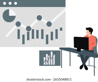 A focused boy meticulously draws an analytical graph, concentrating on precision and detail.