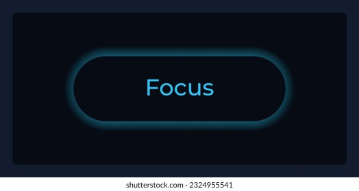 Focused button state UI element template. Editable isolated vector dashboard component. Flat user interface. Visual data presentation. Web design widget for mobile application with dark theme