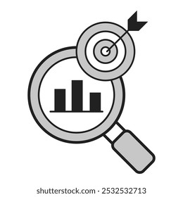 Focused Data Analysis Icon. Goal-Oriented and Precision Symbol – Vector Illustration for Strategy and Targeting Concepts