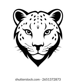 Um ícone de glifo focalizado da face de leopardo-das-neves