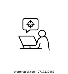 Focused Individual Aiming Target Through Digital Laptop
