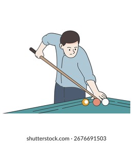 Homem focado jogando ilustração de bilhar