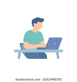 Hombre enfocado que trabaja en la computadora portátil en el escritorio, el trabajo remoto y la productividad. Trabajo de vida para el hogar. Hombre creativo trabajando en una computadora portátil.
