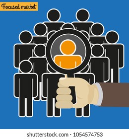Focused market, flat vector of targeted audience concept.