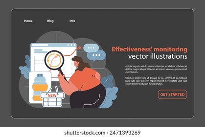 A focused marketer scrutinizes analytics on a computer dashboard, evaluating the impact of a native advertising campaign for continuous improvement.