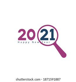 Focused on business concept. Magnifier glass with numbers 2021. 2021 Happy New year with Business concept in new year.