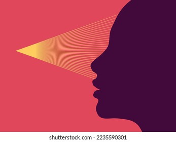  Focused person. The power of concentration means a one pointed mind. It manifests as the power to focus the attention on one thought, object or activity. Concept illustration. Vector.