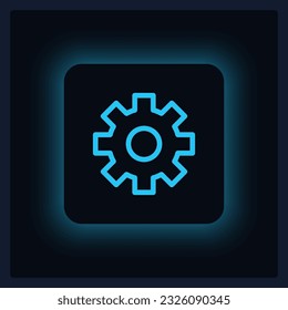 Focused settings button UI element template. Editable isolated vector dashboard component. Flat user interface. Visual data presentation. Web design widget for mobile application with dark theme