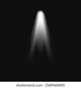 A focused spotlight beam against a dark background. The spotlight creates a dramatic effect. Spotlight beam highlights a central area, enhancing the spotlight's intensity. Light effect vector.