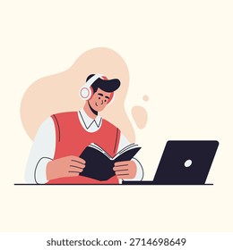 aluno focado estudando com determinação ilustração